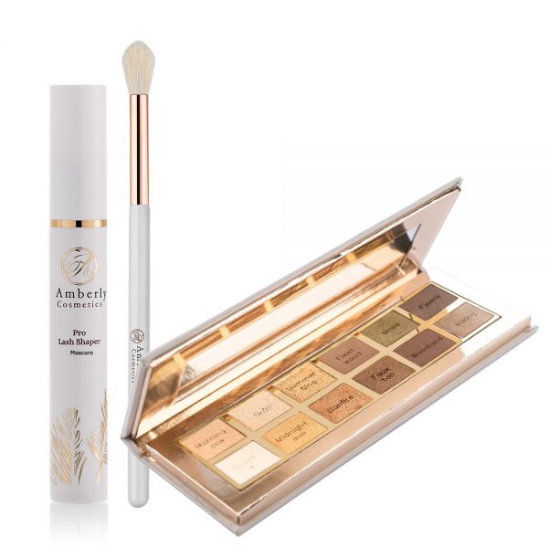 Ultimate Shade Palette i Gold and Greens, Pro Lash Shaper Mascara og vegansk blenderbørste for øyne